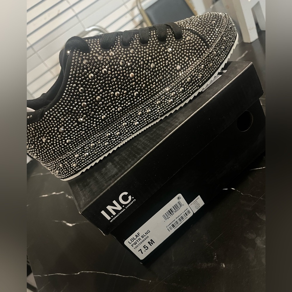 INC Black and Silver Studded Sneakers